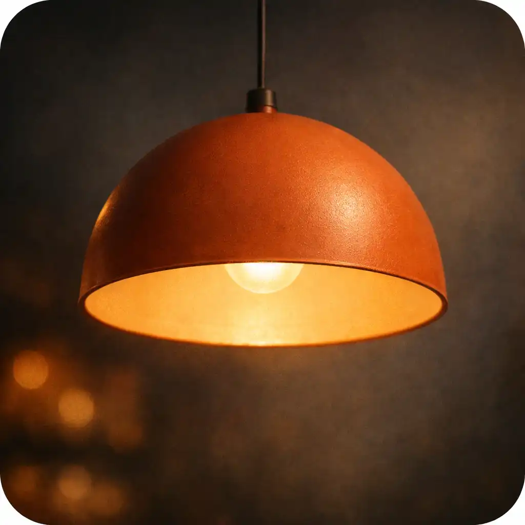 Wisząca lampa z kloszem w kształcie półkuli w kolorze terakoty